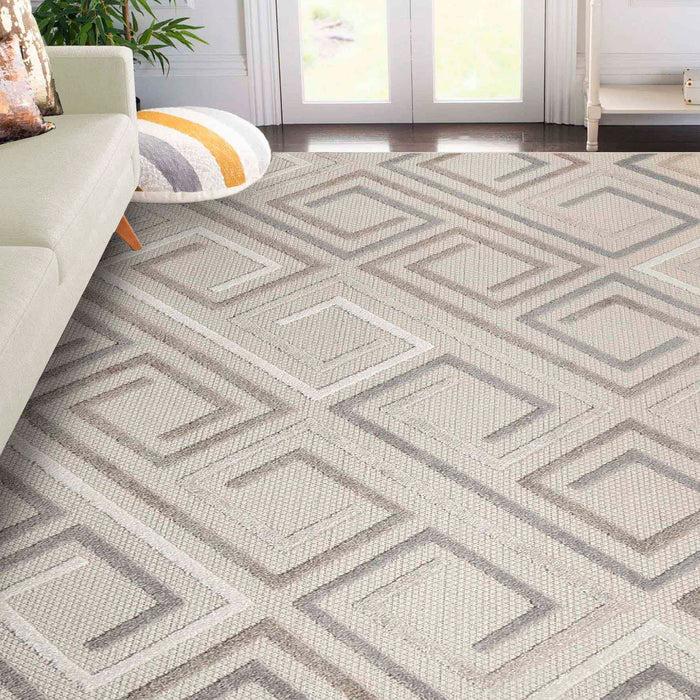 Geometric Modern Indoor Outdoor Area Rug - Slate