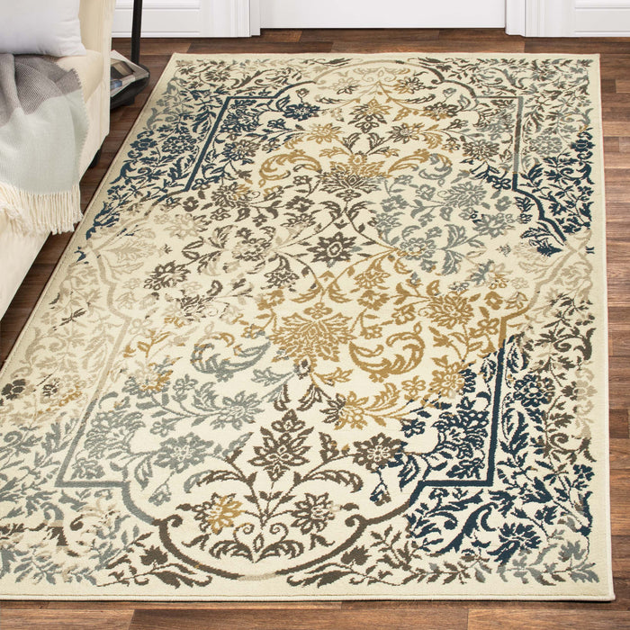 Ariza Transitional Floral Indoor Area Rug Or Runner Rug - Ivory