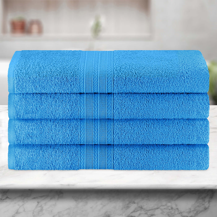 Cotton Eco-Friendly 4 Piece Solid Bath Towel Set - AsterBlue