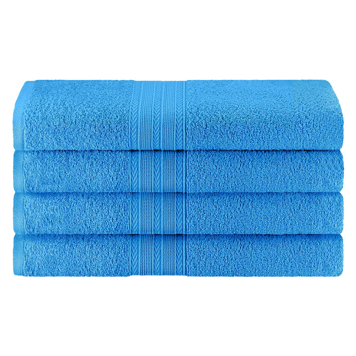 Cotton Eco-Friendly 4 Piece Solid Bath Towel Set - AsterBlue