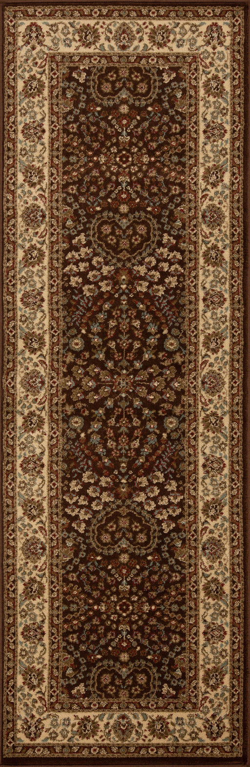 Traditional Oriental Floral Scroll Indoor Area Rug or Runner Rug - Mocha