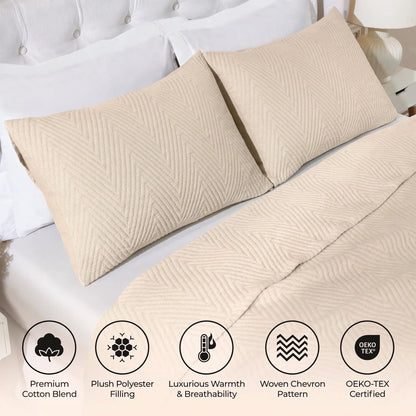 Aswan Matelassé Cotton Blend Chevron Woven Textured Coverlet Set or Throw Blanket Collection