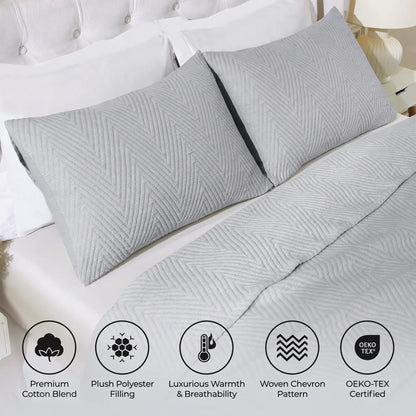Aswan Matelassé Cotton Blend Chevron Woven Textured Coverlet Set or Throw Blanket Collection