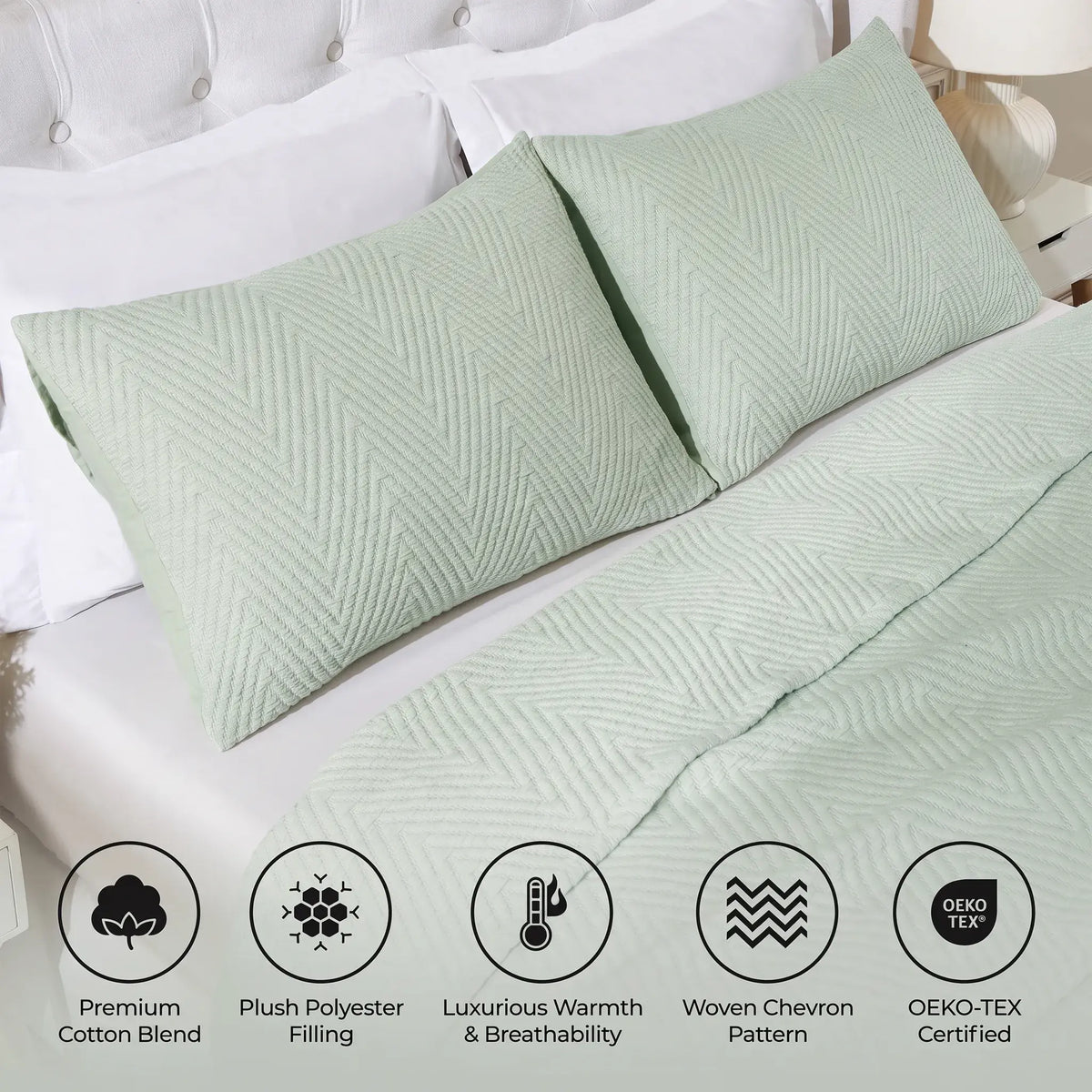 Aswan Matelassé Cotton Blend Chevron Woven Textured Coverlet Set or Throw Blanket Collection