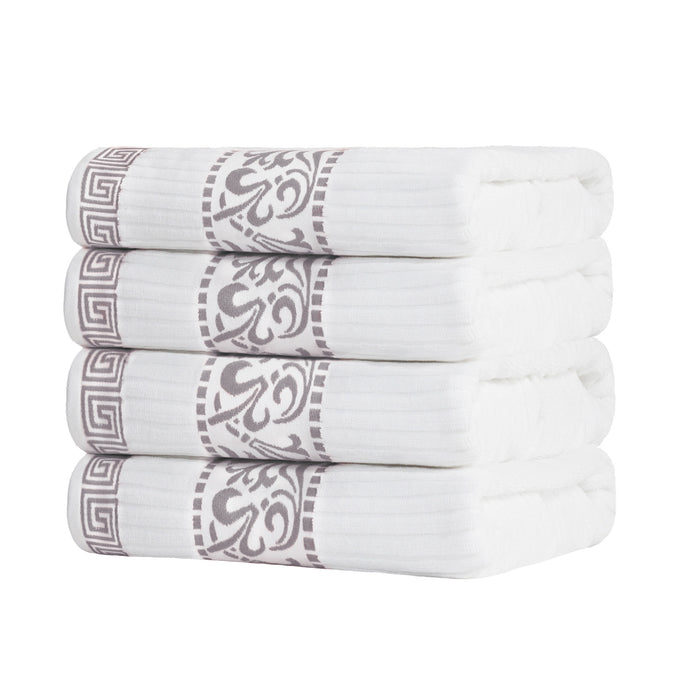 Athens Cotton Greek Scroll and Floral 4 Piece Assorted Bath Towel Set