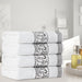 Athens Cotton Greek Scroll and Floral 4 Piece Assorted Bath Towel Set - White/Grey