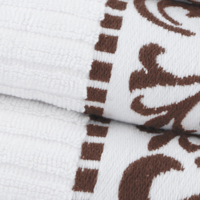 Athens Cotton Greek Scroll and Floral 8 Piece Assorted Towel Set - Chocolate
