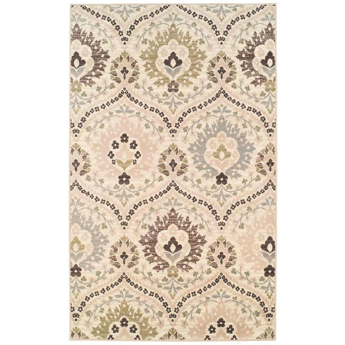 Augusta Rustic Floral Damask Non-Slip Indoor Area Rug - Multicolored