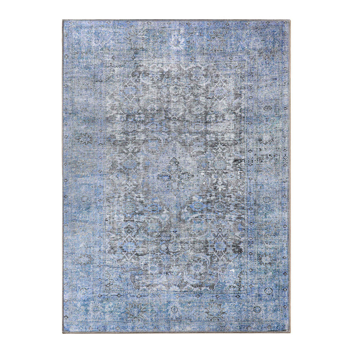 Huda Distressed Rustic Oriental Medallion Indoor Area Rug Or Runner - Azure