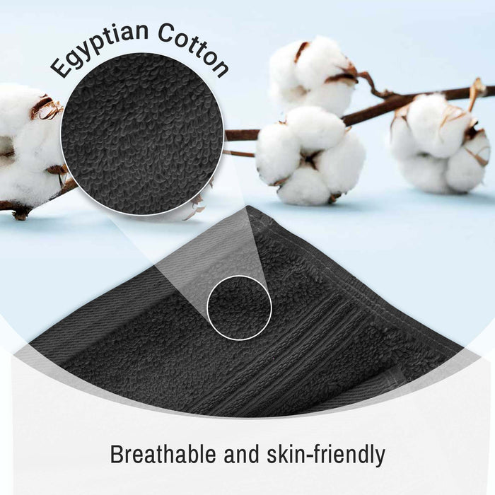 Egyptian Cotton 4 Piece Solid Bath Towel Set - Black