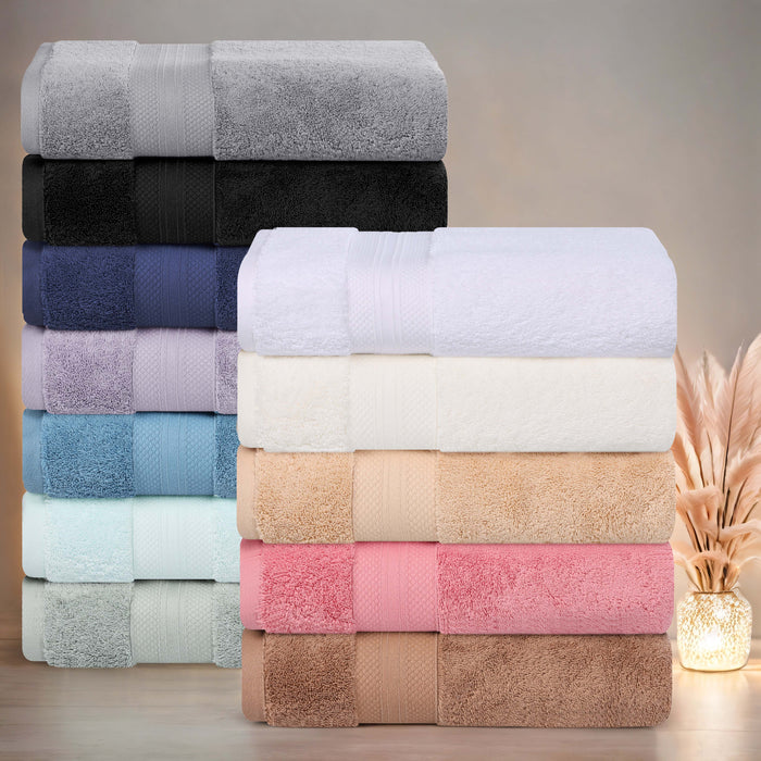 Turkish Cotton Absorbent Ultra-Plush Solid 2 Piece Bath Sheet Set