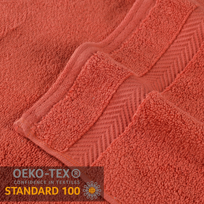 Zero Twist Cotton Ultra-Soft Absorbent Assorted 12 Piece Towel Set - Brick Red