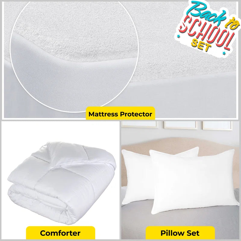 BTS Bedding Comforter Mattress Pillows Bedroom Set, King, White