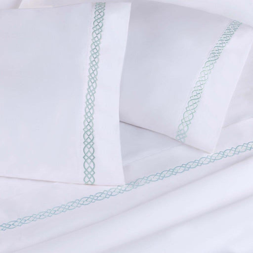 Egyptian Cotton 1000 Thread Count Embroidered Pillowcases (Set of 2) - BabyBlue