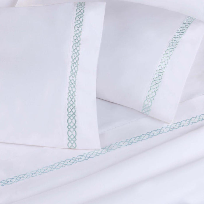 Egyptian Cotton 1000 Thread Count Embroidered Pillowcases (Set of 2) - BabyBlue