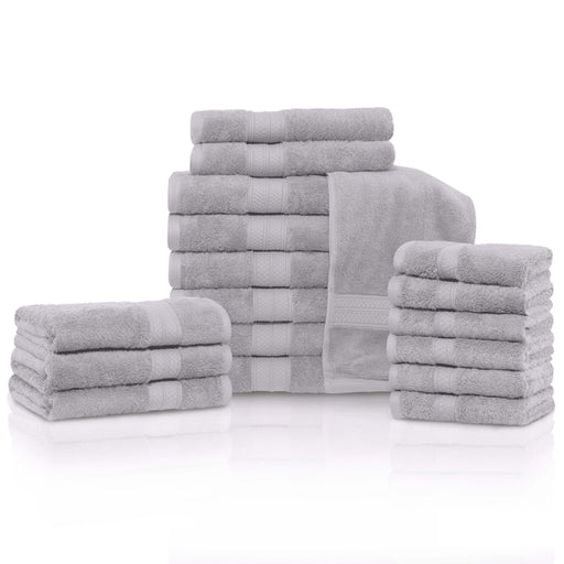 Ultra-Soft Rayon from Bamboo Cotton Blend 18 Piece Towel Set - Chrome
