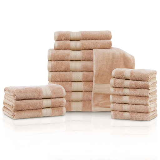 Ultra-Soft Rayon from Bamboo Cotton Blend 18 Piece Towel Set - Sand