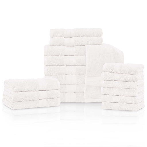 Ultra-Soft Rayon from Bamboo Cotton Blend 18 Piece Towel Set - White
