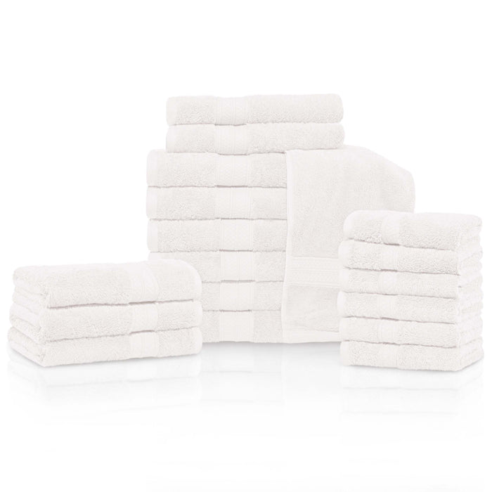 Ultra-Soft Rayon from Bamboo Cotton Blend 18 Piece Towel Set - White