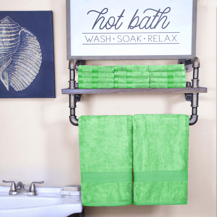 Ultra-Soft Rayon from Bamboo Cotton Blend Bath and Face Towel Set - Spring Green