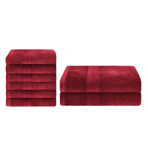 Ultra-Soft Rayon from Bamboo Cotton Blend Bath and Hand Towel Set - Crimson