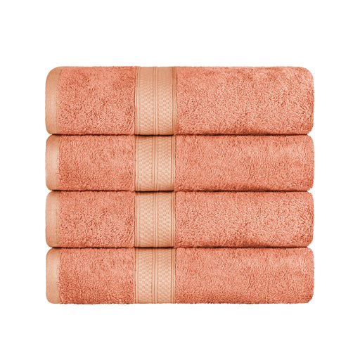 Ultra-Soft Rayon from Bamboo Cotton Blend 4 Piece Bath Towel Set - Salmon