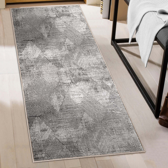 Modern Geometric Power-Loomed Indoor Area Rug or Runner Rug  - Mocha