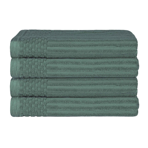 Soho Ribbed Textured Cotton Ultra-Absorbent Bath Towel Set of 4 - Basil