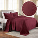 Basket Weave Matelasse Cotton Bedspread Set -  Garnet