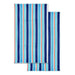 Ocean Stripe Oversized Cotton 2 Piece Beach Towel Set - Blue