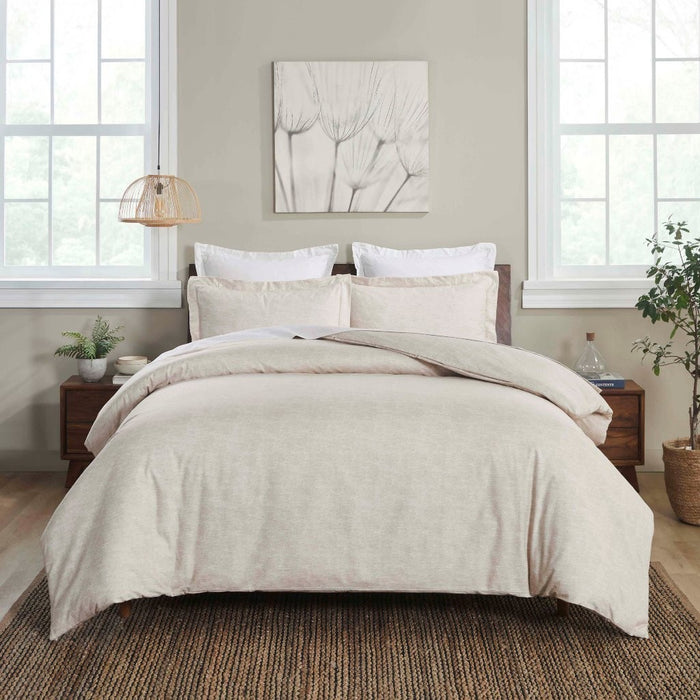 Melange Flannel Cotton Two-Toned Brushed Duvet Cover Set