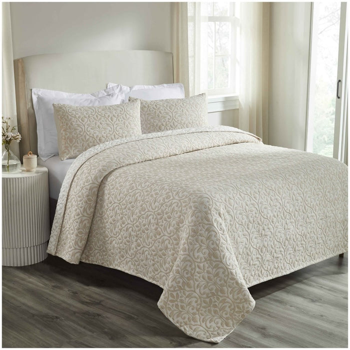 Vineyard Cotton Blend Medium Weight Matelasse Woven Coverlet