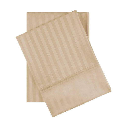 Egyptian Cotton 600 Thread Count 2 Piece Striped Pillowcase Set - Beige