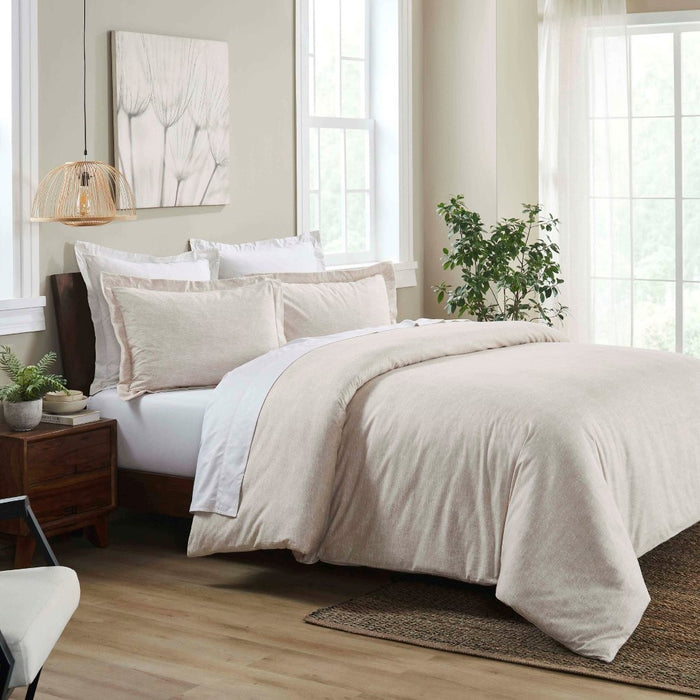 Melange Flannel Cotton Two-Toned Brushed Duvet Cover Set