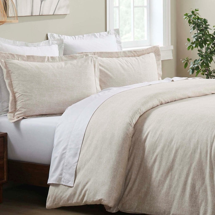 Melange Flannel Cotton Two-Toned Brushed Duvet Cover Set