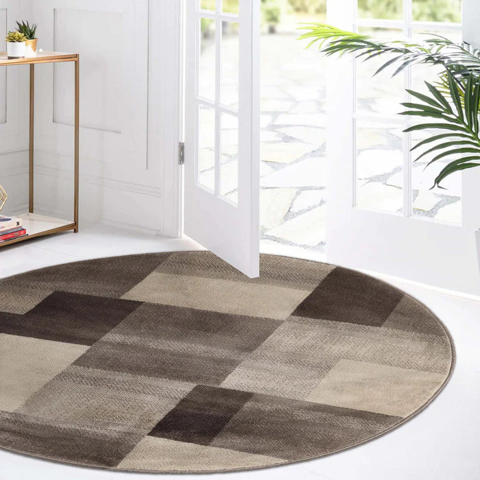 Clifton Modern Geometric Patchwork Area Rug or Runner Rug - Beige