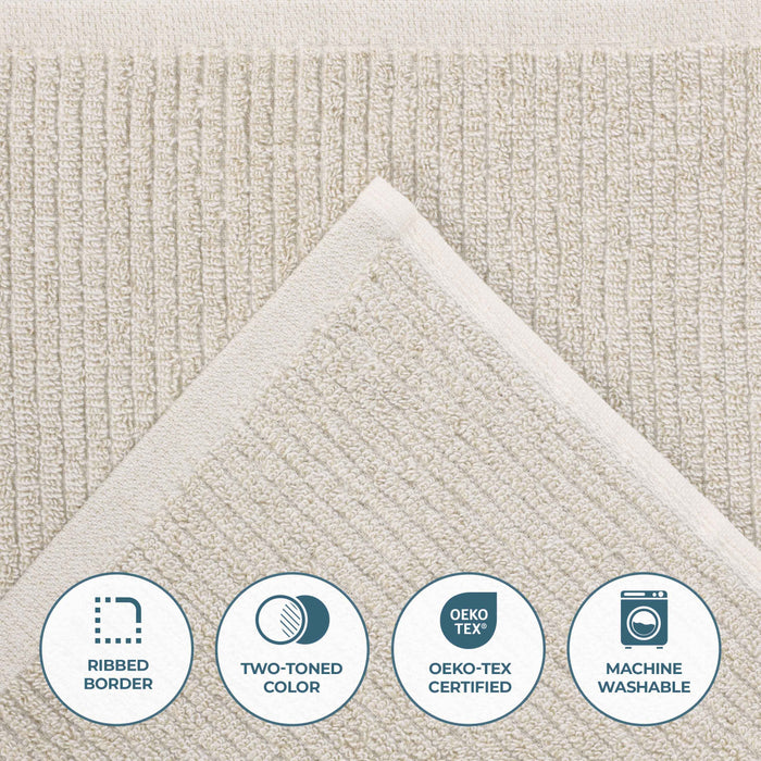 Destin Cotton Blend Solid Ribbed Face Towels Washcloths, Set of 12