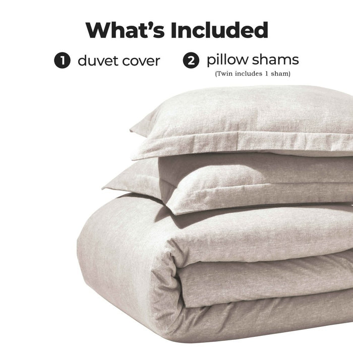 Melange Flannel Cotton Two-Toned Brushed Duvet Cover Set