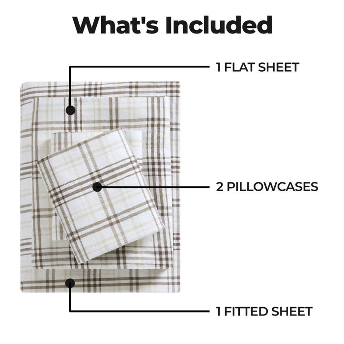 Plaid Flannel Cotton Classic Farmhouse Deep Pocket Bed Sheet Set