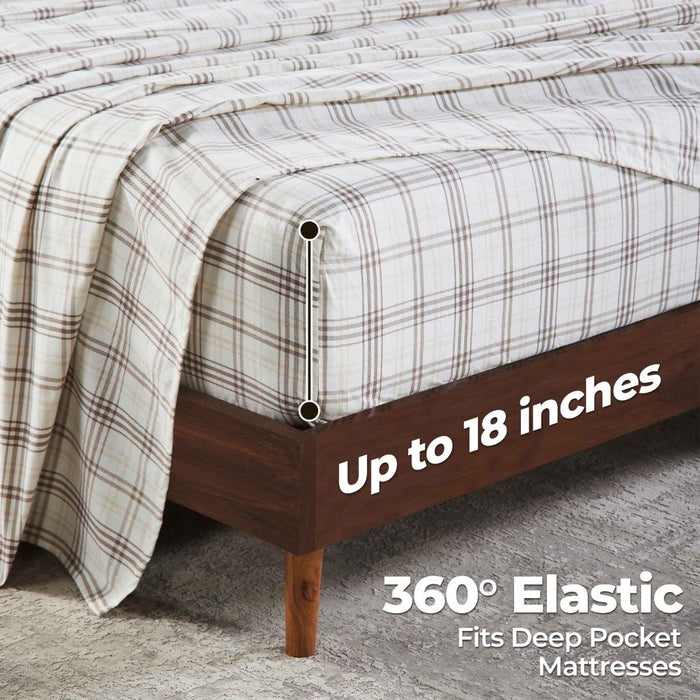 Plaid Flannel Cotton Classic Farmhouse Deep Pocket Bed Sheet Set