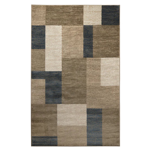 Clifton Modern Geometric Patchwork Area Rug or Runner Rug - Beige-Blue