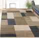 Clifton Modern Geometric Patchwork Area Rug or Runner Rug - Beige-Blue