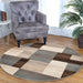 Clifton Modern Geometric Patchwork Area Rug or Runner Rug - Beige-Blue