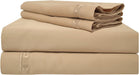 Serres 600-Thread Count 100% Egyptian Cotton Greek Key Pattern Mediumweight Sheet Set with Deep Pockets - Beige