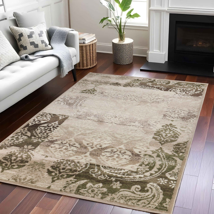 Mystique Modern Damask Indoor Area Rug - Beige