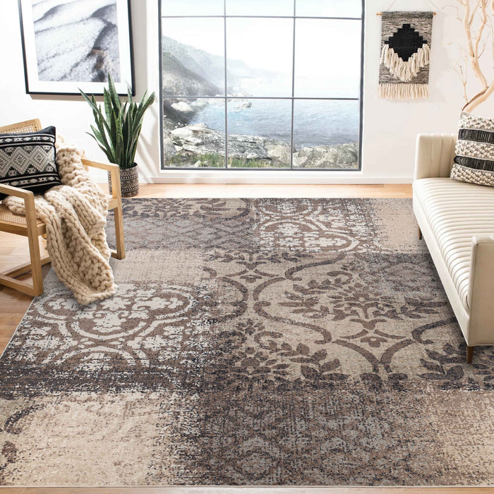 Bristol Distressed Abstract Damask Indoor Area Rug or Runner