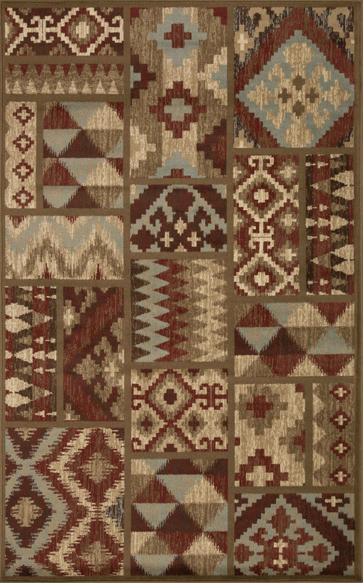 Southwestern Color Block Indoor Area Rug or Runner Rug - Maroon