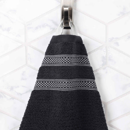 Zero Twist Cotton Ribbed Geometric Border Plush 9 Piece Towel Set - Blue Nile Mills