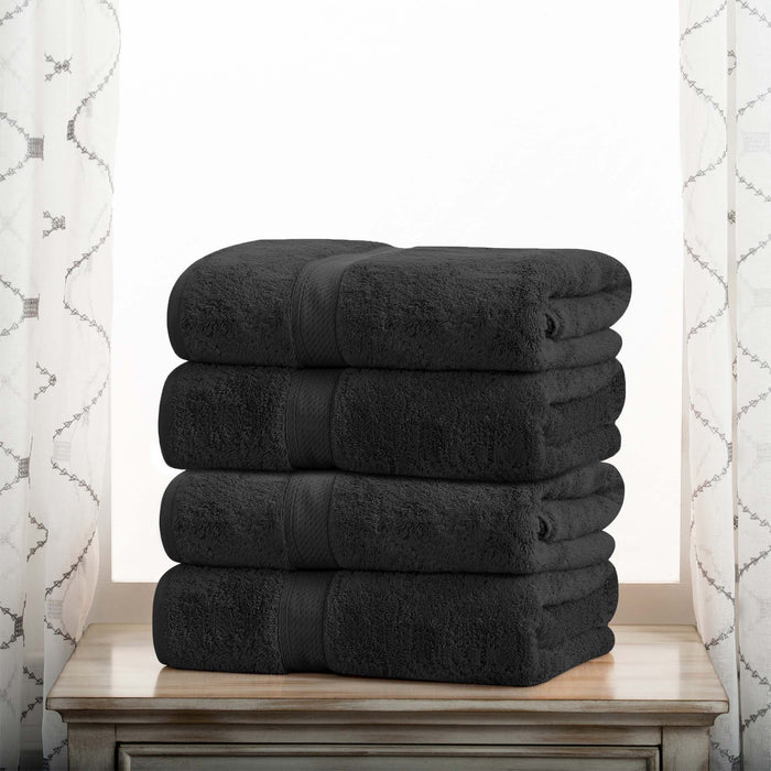 Egyptian Cotton Pile Plush Heavyweight Soft 4 Piece Bath Towel Set