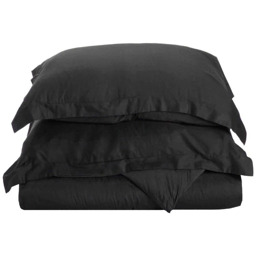 Egyptian Cotton 700 Thread Count Solid Duvet Cover and Pillow Sham Set - Black